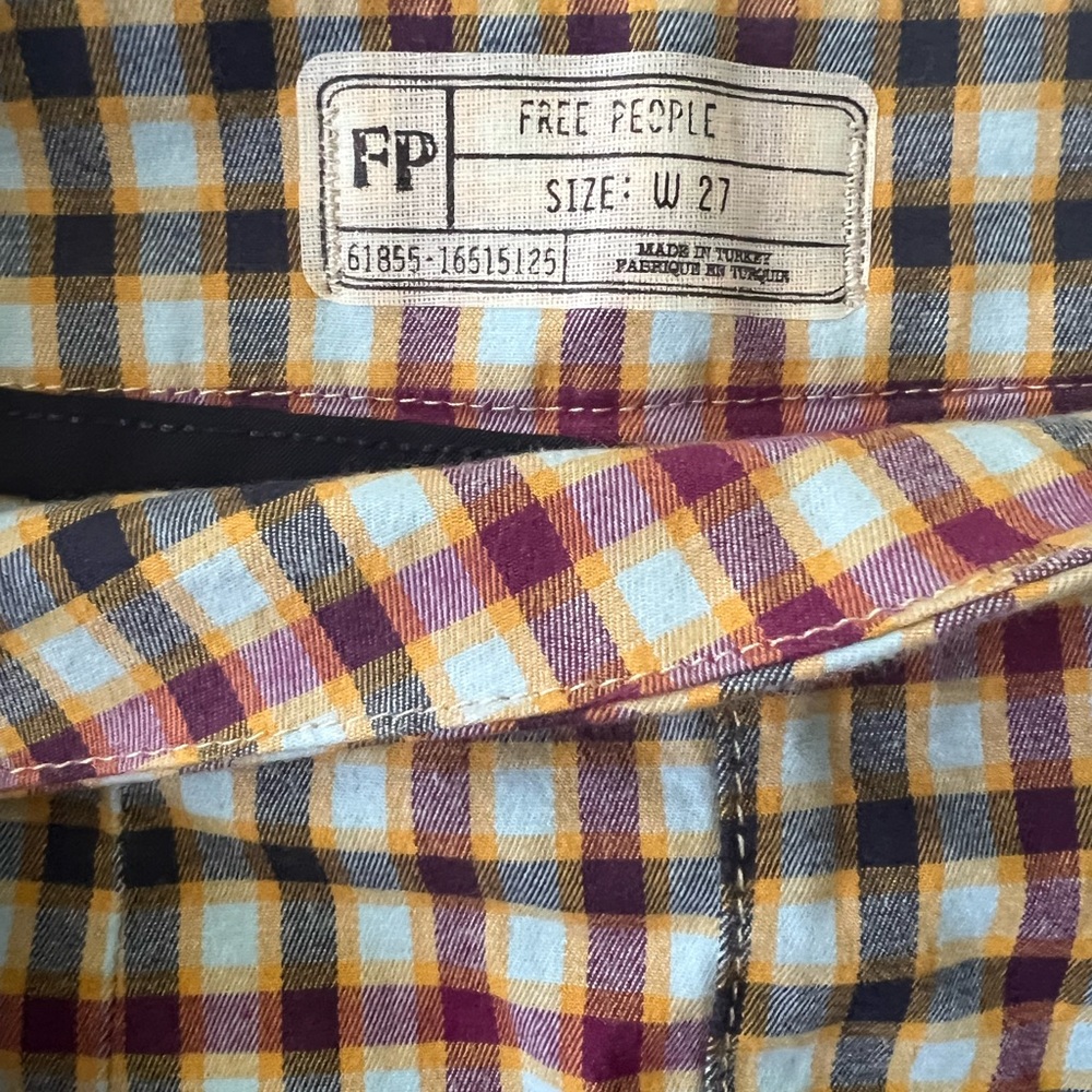 Free People Red, White & Blue Plaid Skinny Pants Preppy Grunge Y2K look - Picture 2 of 5
